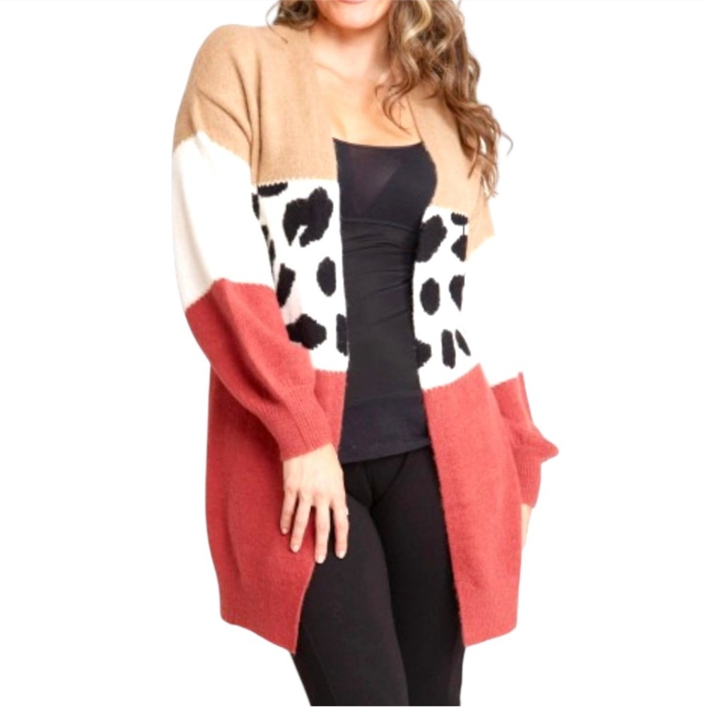BTFBM Women’s Colorblock Open Front Cardigan | Size M
